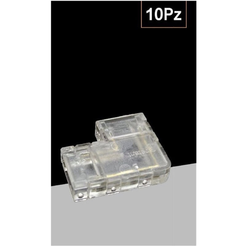 foto del prodotto trade shop traesio kit 10pz connettore trasparente angolare per striscia strip led 2pin 8mm cn8mm l 