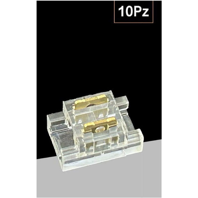 foto del prodotto trade shop traesio kit 10pz connettore trasparente lineare per striscia strip led 2 pin 5mm cn5mm d 