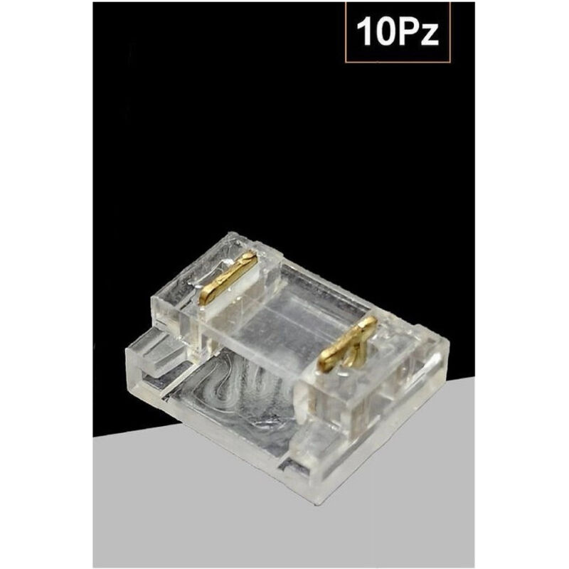 foto del prodotto trade shop traesio kit 10pz connettore trasparente lineare per striscia strip led 2 pin 8mm cn8mm d 