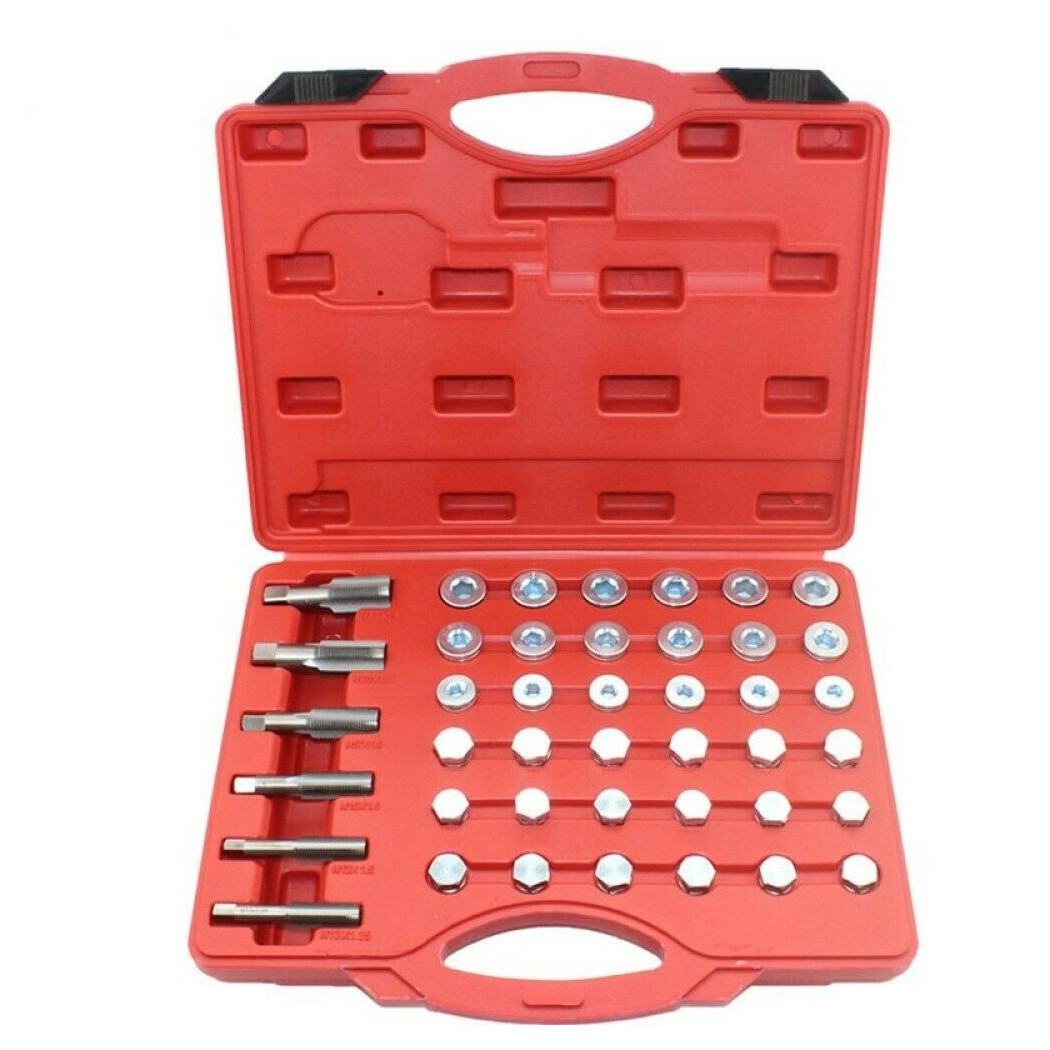 foto del prodotto trade shop traesio kit 114 pz riparazione filettatura tappo coppa olio con tappi e rondelle a.07200 