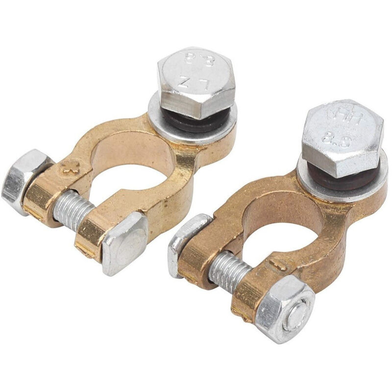 foto del prodotto trade shop traesio - kit 2 pz morsetto connettore terminale batteria autocarri auto 300a vite singola -