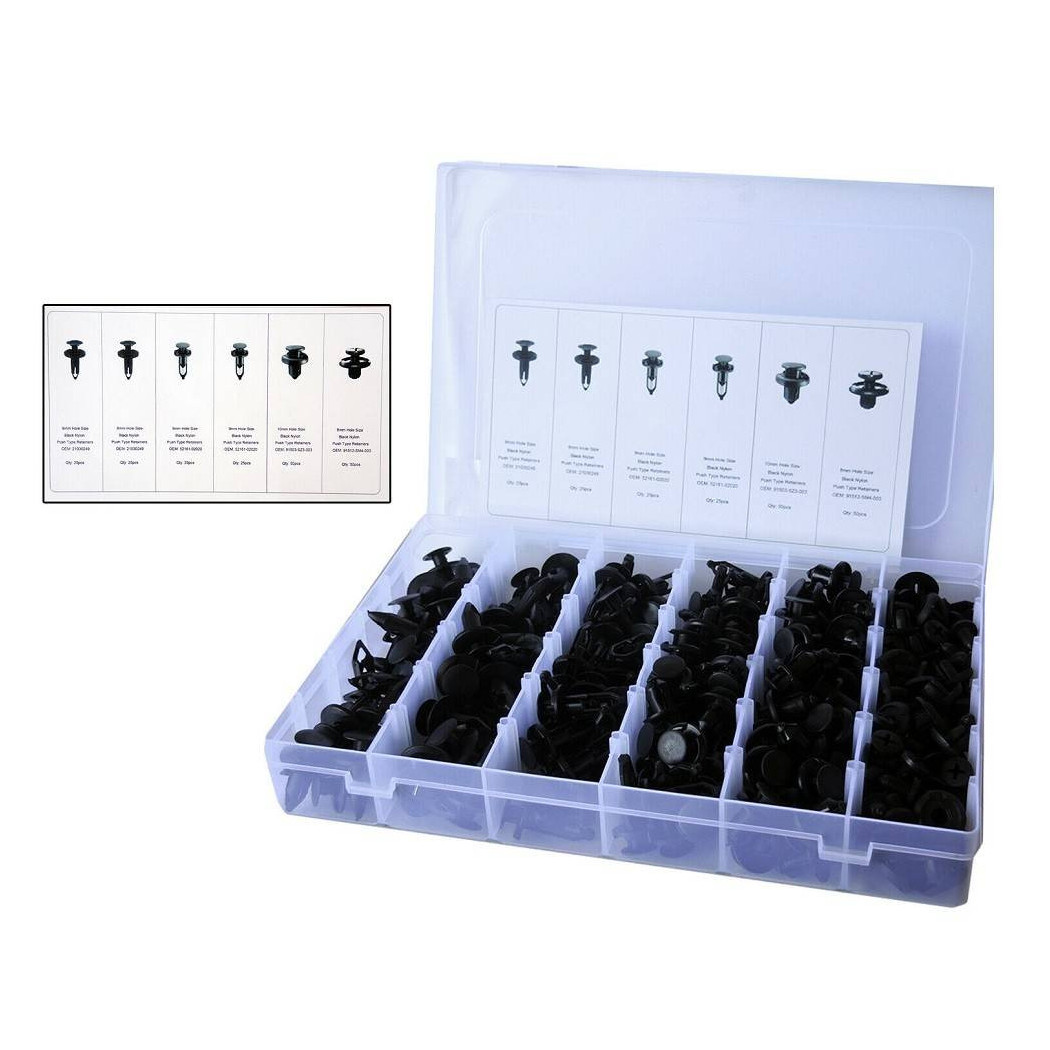 foto del prodotto trade shop traesio kit 200 pz plastica trim clip rivetti clip fermi di spinta per auto paraurti 