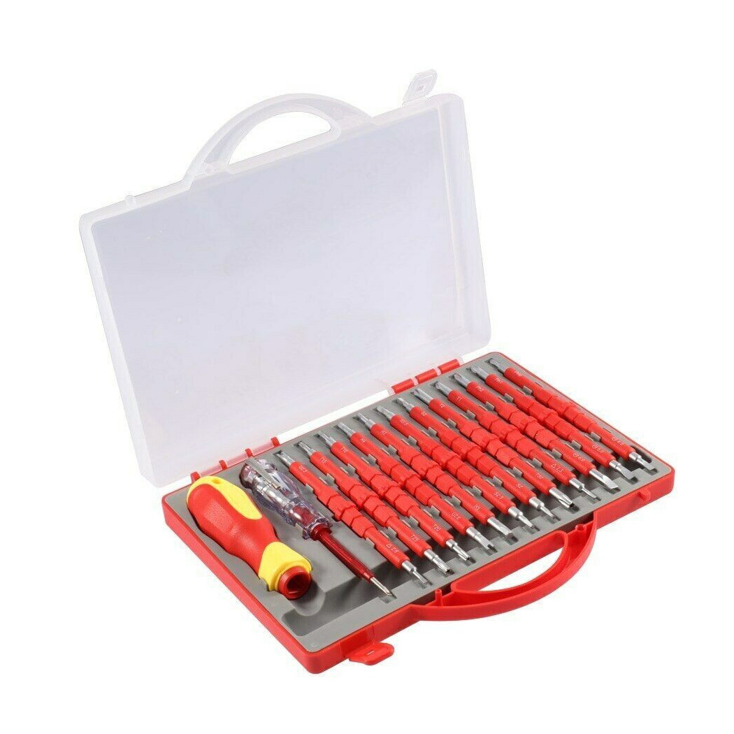 foto del prodotto trade shop traesio kit 26 pz cacciaviti giraviti per elettricista modulari con cercafase a.3017 