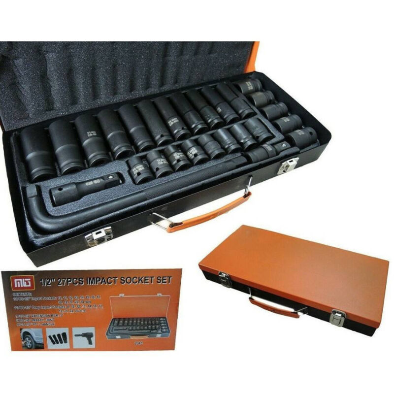foto del prodotto trade shop traesio kit 27 bussole boccole adattatore rinforzate per avvitatore pneumatico da 1 2 