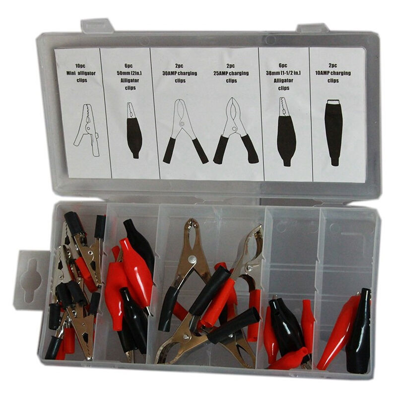 foto del prodotto trade shop traesio kit 28 morsetti a coccodrillo pinze con cappuccio in plastica morsetti batteria 