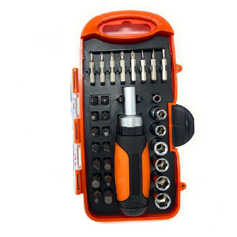 foto del prodotto trade shop traesio kit 30 pz cacciaviti a cricchetto multiuso inserti punte a croce torx esagonali 