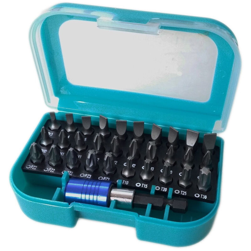 foto del prodotto trade shop traesio kit 31 pz 30 inserti per avvitatore elettrico a batteria 1 adattatore prolunga 