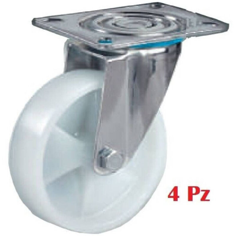 foto del prodotto trade shop traesio - kit 4 ruote nylon rotelle ruota rotella per carrello carrelli staffa girevole -