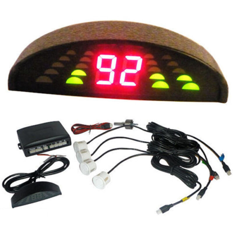 foto del prodotto trade shop traesio kit 4 sensori di parcheggio con display led wireless suono fresa grigio 