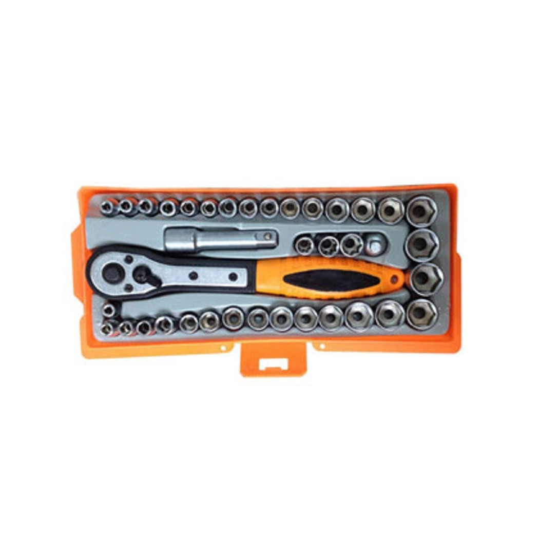 foto del prodotto trade shop traesio kit 40 utensili chiavi a bussola cricchetto prolunga in custodia fai da te 