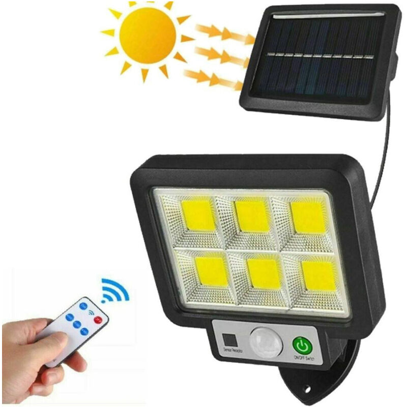 foto del prodotto trade shop traesio kit 4pz faro solare led con pannello faretto sensore di movimento 96 led cob t09 