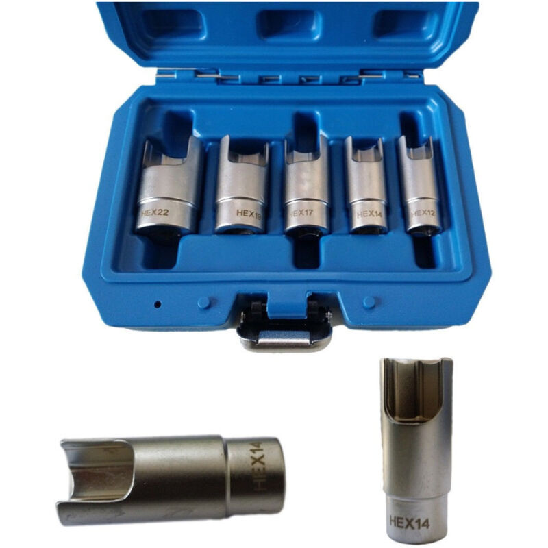 foto del prodotto trade shop traesio kit 5 chiavi a bussola per collegamenti elettrici iniettori scalanate hex 12 22 