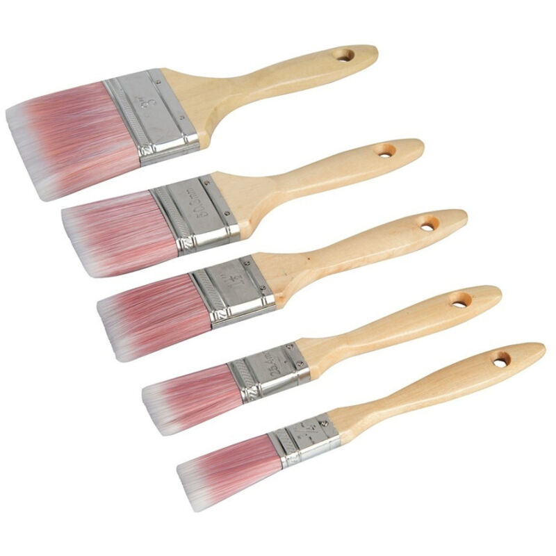 foto del prodotto trade shop traesio kit 5 pennelli pennello setola lunga x pittura e smalto pittore bricolage 