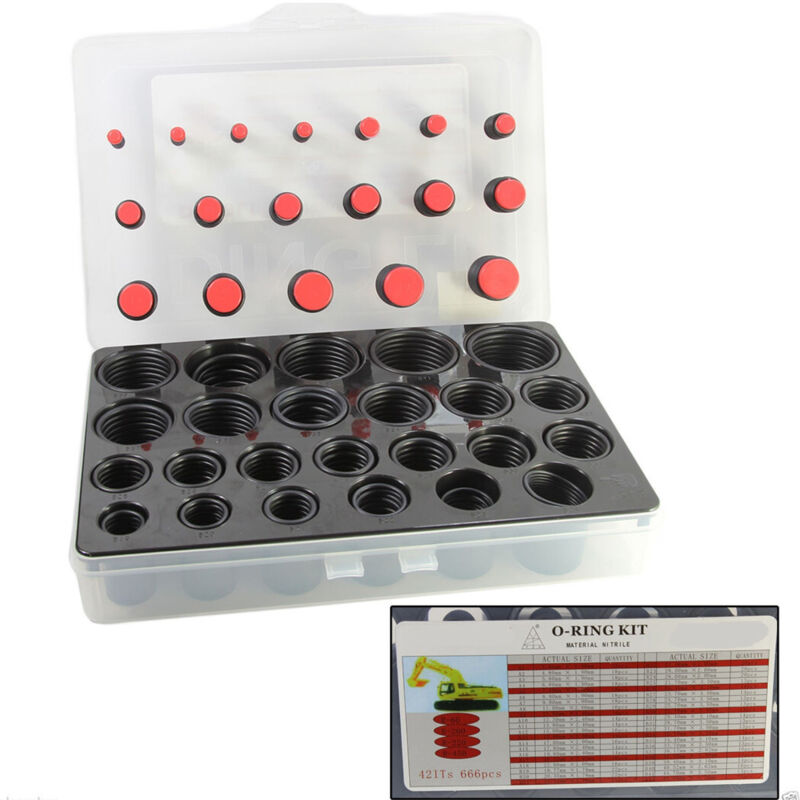 foto del prodotto trade shop traesio kit 666 pz guarnizioni o ring 42 misure diverse oring anelli gommini neri o ring 