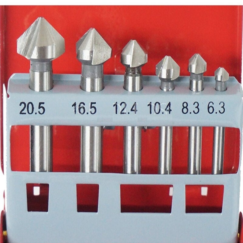 foto del prodotto trade shop traesio - kit 6pz frese svasatori per tornio trapano colonna svasare svasatore svasato -