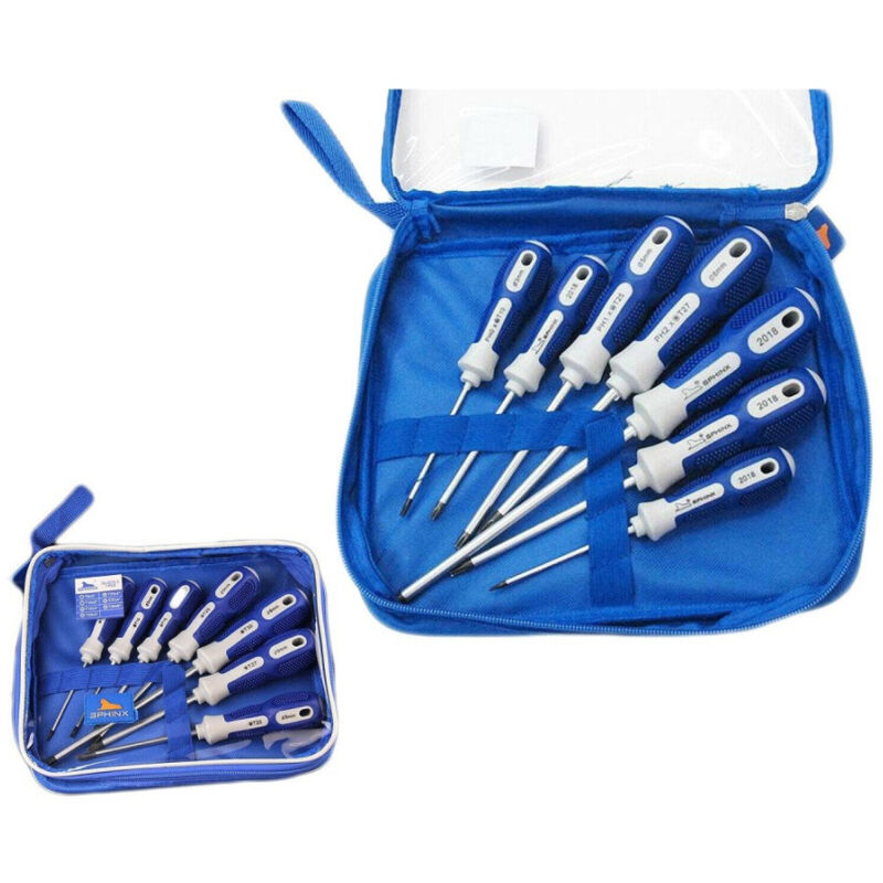 foto del prodotto trade shop traesio kit 7 pz cacciaviti a t torx t6 t10 t15 t20 t25 t27 t30 borsa richiudibile 