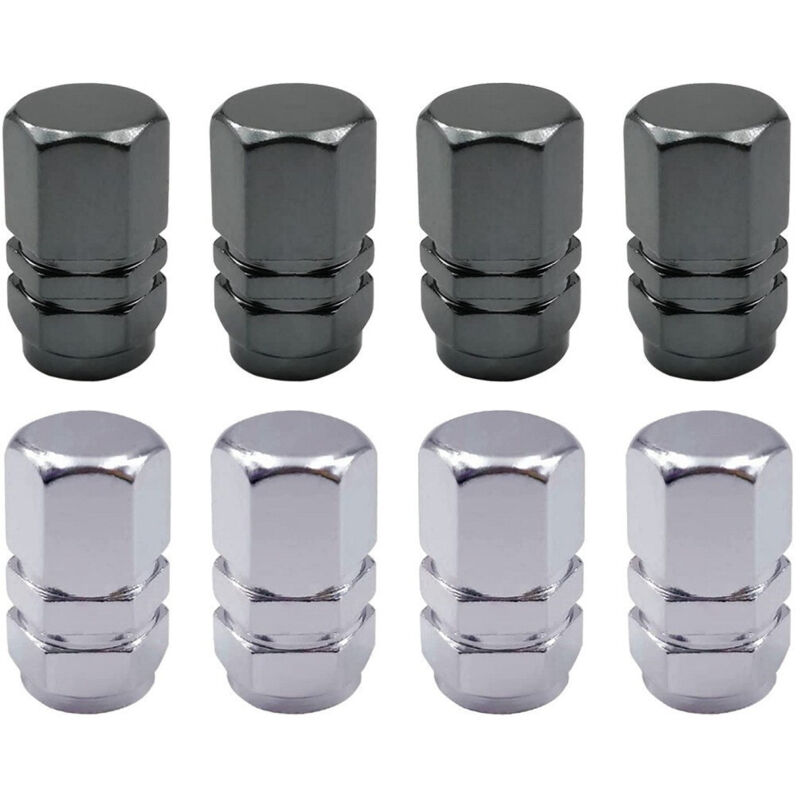 foto del prodotto trade shop traesio - kit 8pz tappi stelo valvola in alluminio cappucci pneumatici auto universali moto -