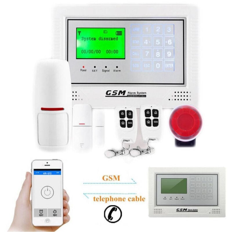 foto del prodotto trade shop traesio kit antifurto casa allarme display touch screen combinatore gsm wireless app 