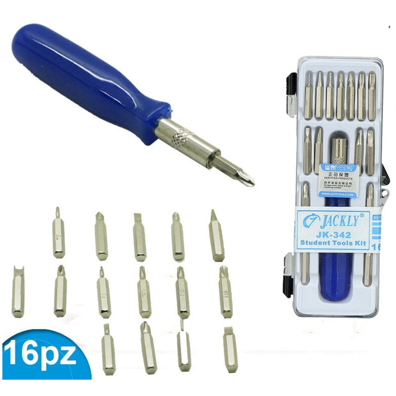 foto del prodotto trade shop traesio kit cacciavite 16pz di precisione tools punte giravite taglio croce torx 