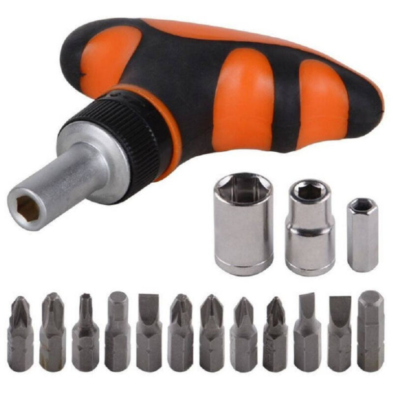 foto del prodotto trade shop traesio kit cacciavite cricchetto con manico t multiuso 25 pz con inserti intercambiali 