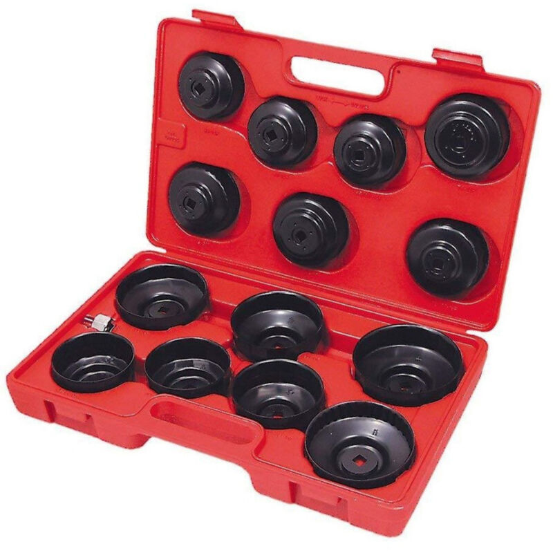 foto del prodotto trade shop traesio kit chiave a tazza per filtro olio 15 pz auto universale crhome vanadium 