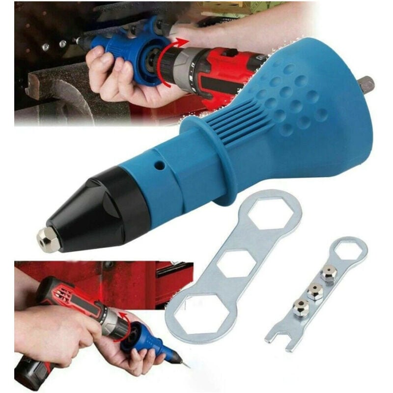 foto del prodotto trade shop traesio kit conversione da trapano avvitatore a rivettatrice testine da 2.4 3.2 4.0 4.8 