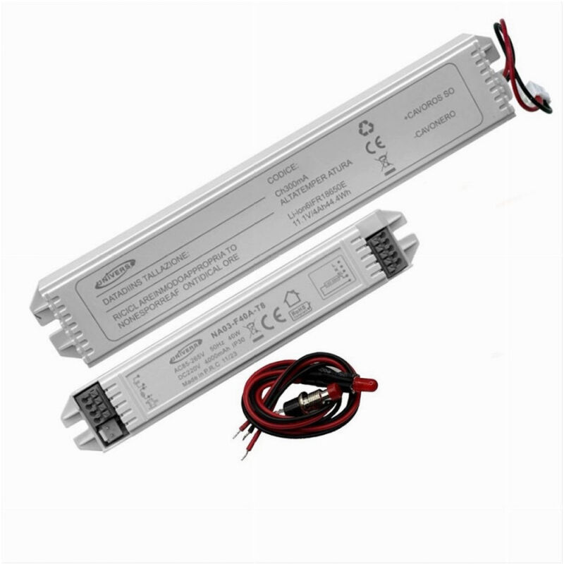 foto del prodotto trade shop traesio kit di emergenza per lampade led da 3 40w trasformatore alimentatore na03 f40a t8 