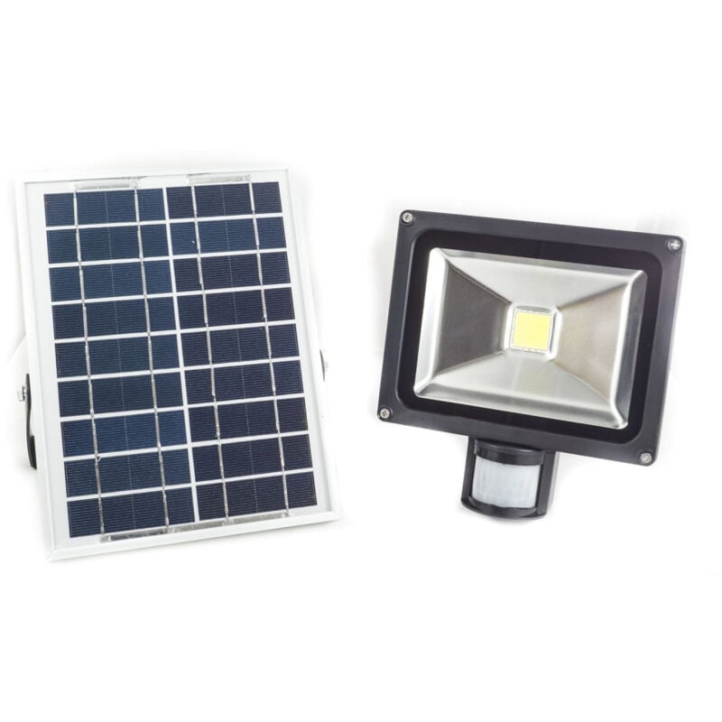 foto del prodotto trade shop traesio kit faretto pannello con sensore a energia solare e crepuscolare a led cob 30 watt