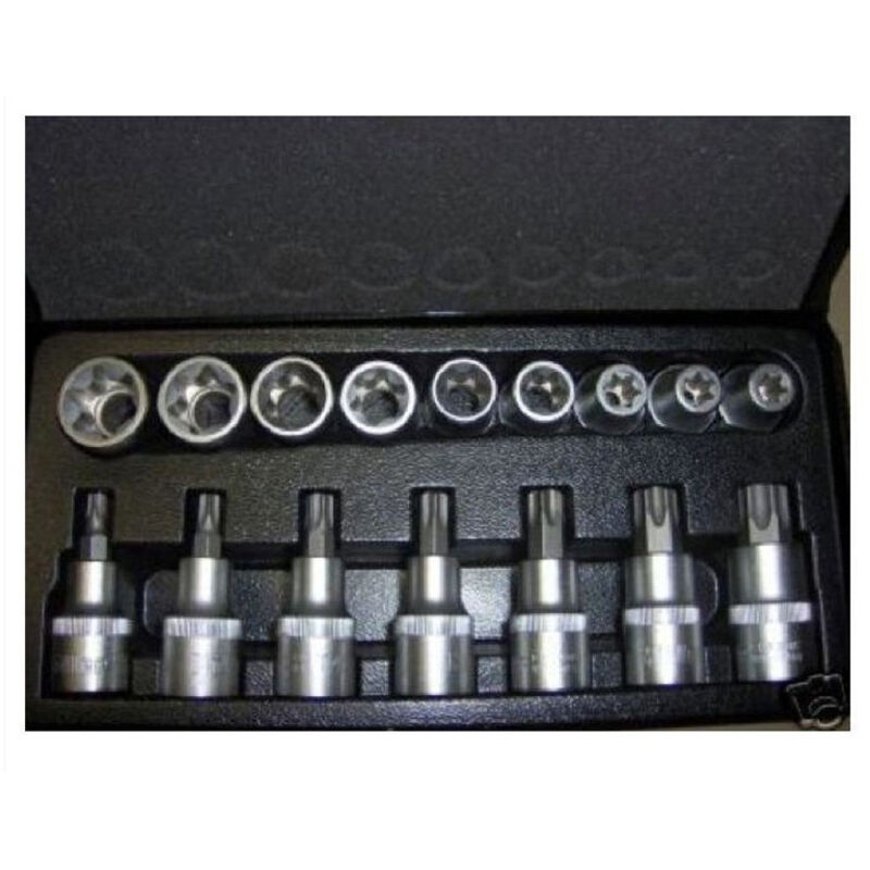 foto del prodotto trade shop traesio kit inserti e bussole boccole impronta torx per set 17 pezzi 1 2 3 4 