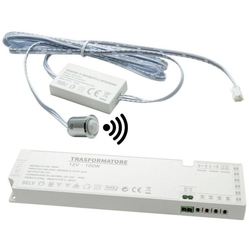 immagine 0 del prodotto trade shop traesio kit mini interruttore sensore movimento infrarossi 12v 24v pir 100w strisce luci led 