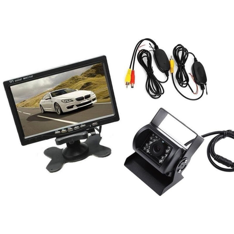 foto del prodotto trade shop traesio kit monitor lcd 7 telecamera retromarcia wireless wifi per camper auto rimorchi 