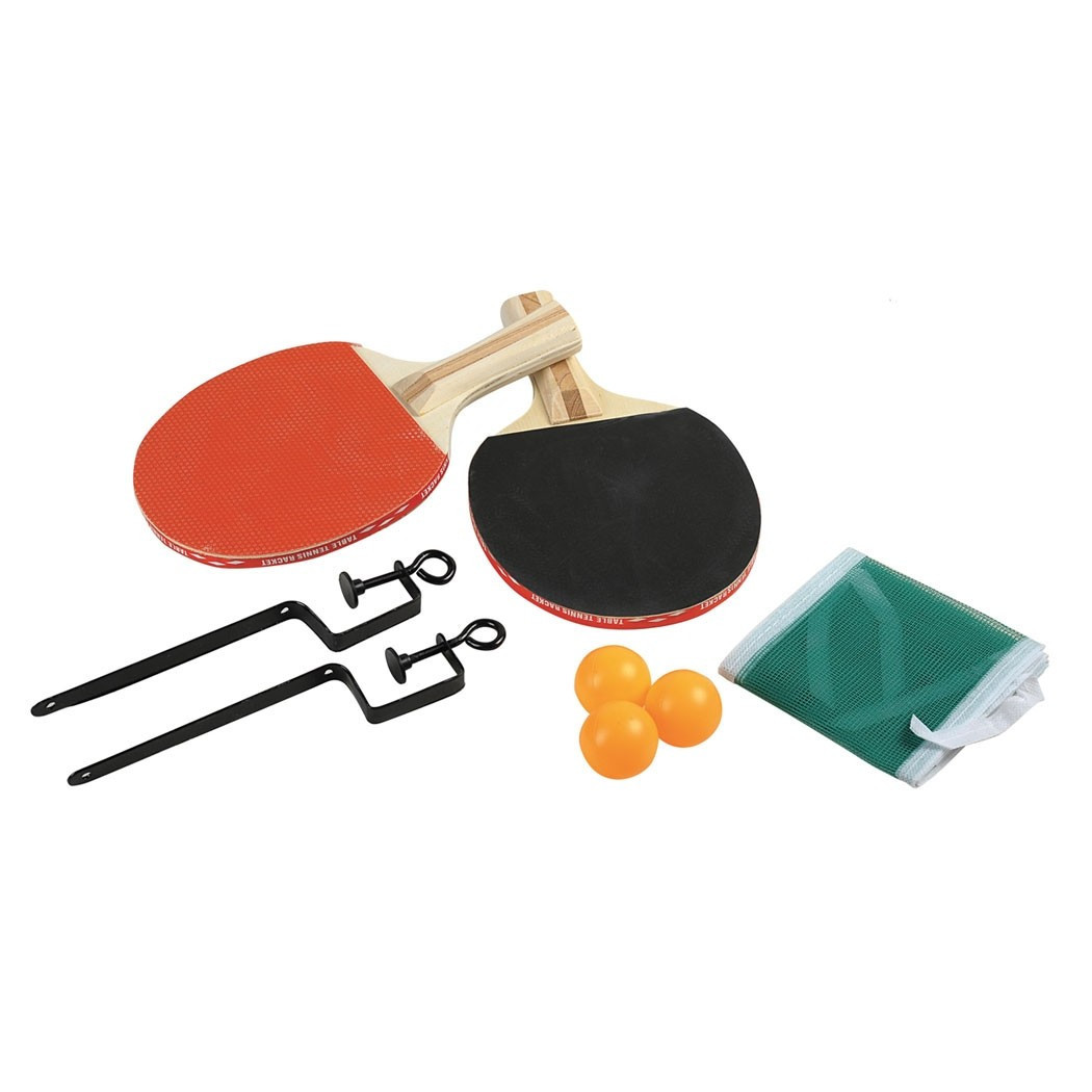 foto del prodotto trade shop traesio kit ping pong tennis da tavolo con rete 2 racchette 2 colori e 3 palline 