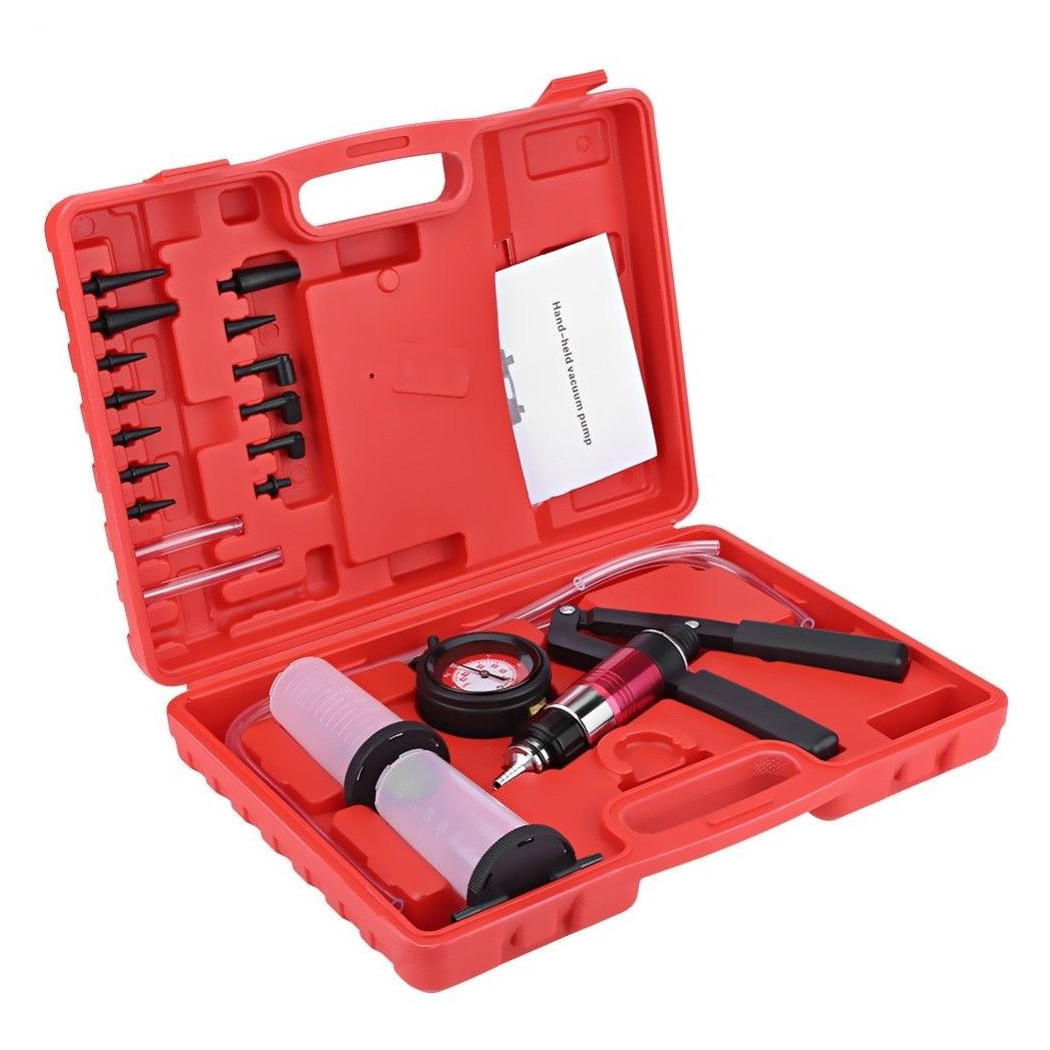 foto del prodotto trade shop traesio kit pompa da vuoto manuale per spurgo freni frizione auto moto tester 