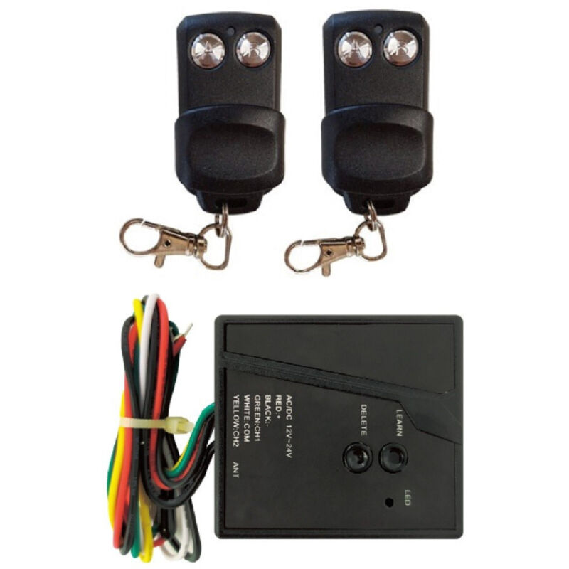 foto del prodotto trade shop traesio kit ricevente autoapprendente 2 telecomandi 2 canali indoor per serrande cancelli 