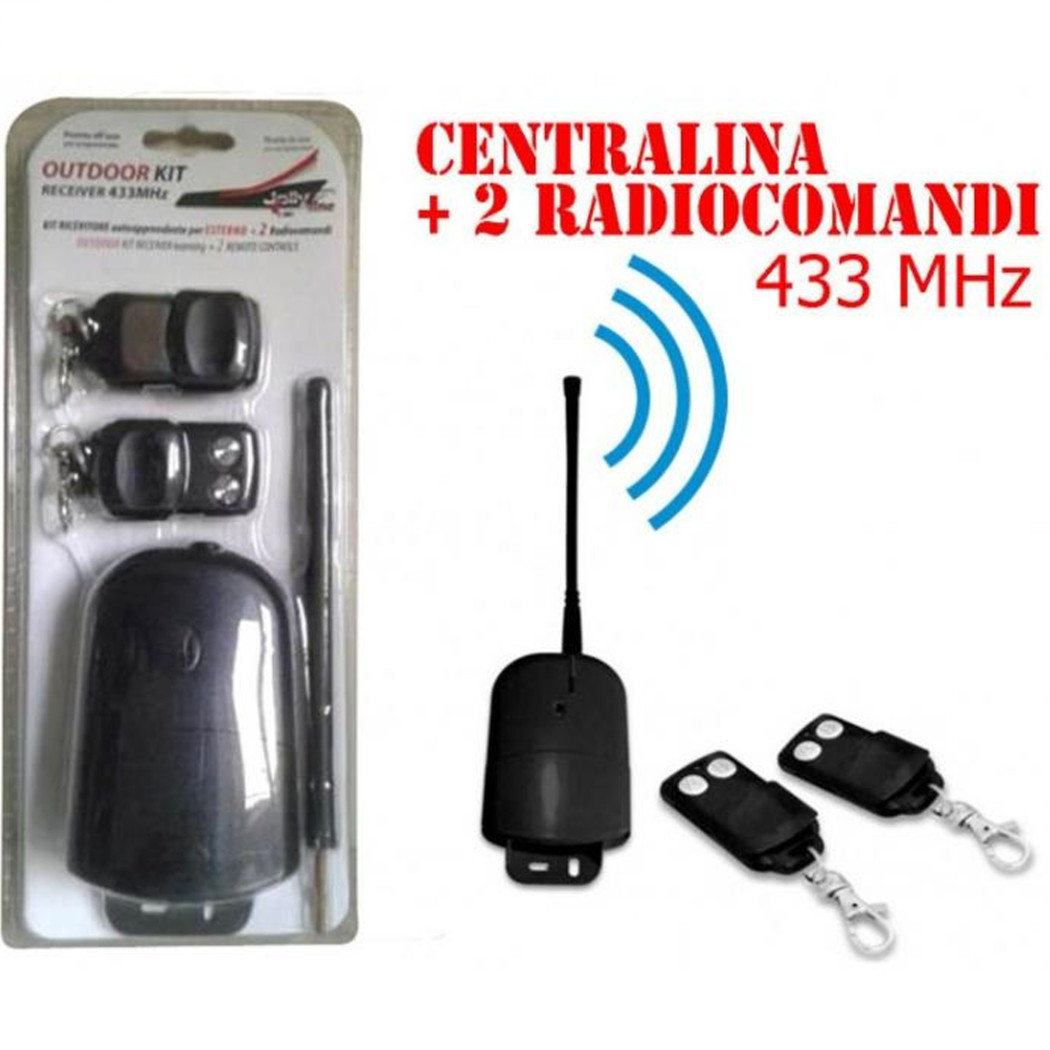 foto del prodotto trade shop traesio kit ricevitore 2 telecomandi universale radiocomando 433mhz radio cancelli luci 