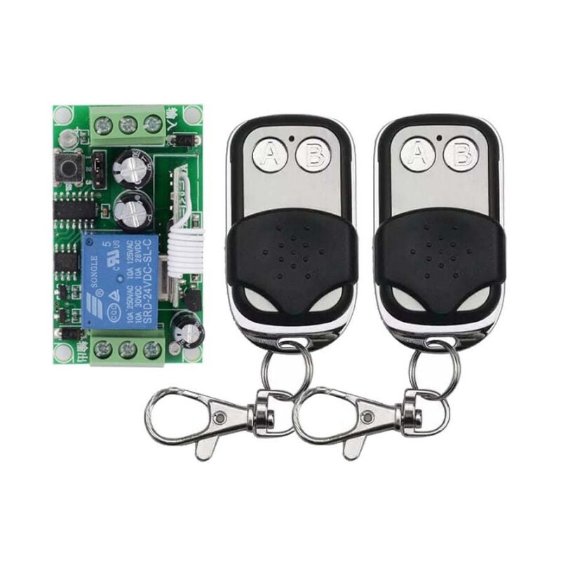 foto del prodotto trade shop traesio kit ricevitore rel 2 telecomandi universale radiocomando 433mhz cancelli luci 