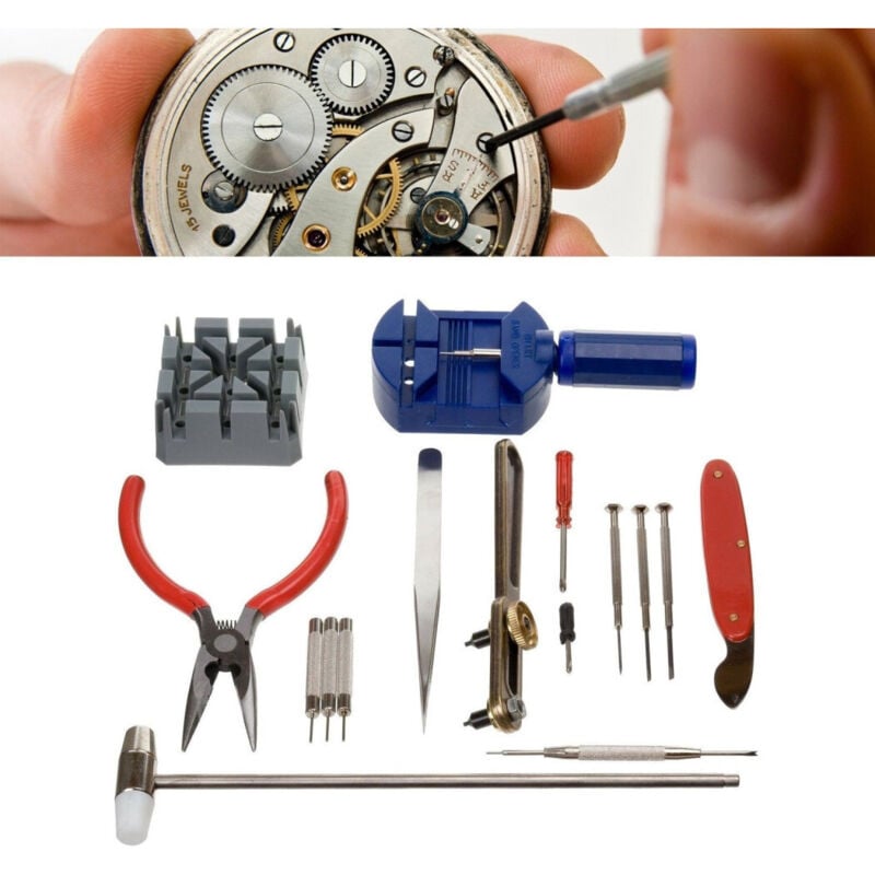 foto del prodotto trade shop traesio kit ripara orologi apricasse togli maglie set cacciaviti riparazioni cinturini 