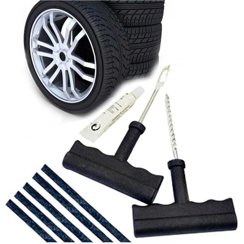 foto del prodotto trade shop traesio kit ripara pneumatici gomme riparazione per auto moto da foratura gomme ruote 