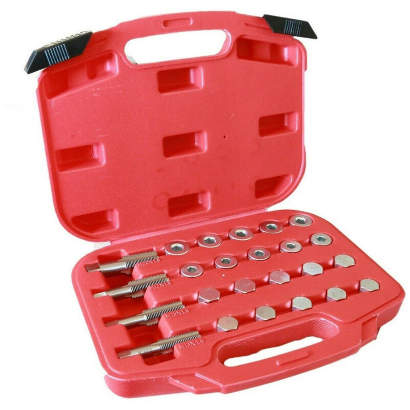 foto del prodotto trade shop traesio kit riparazione filettatura tappo coppa olio auto con tappi e rondelle 64 pz 