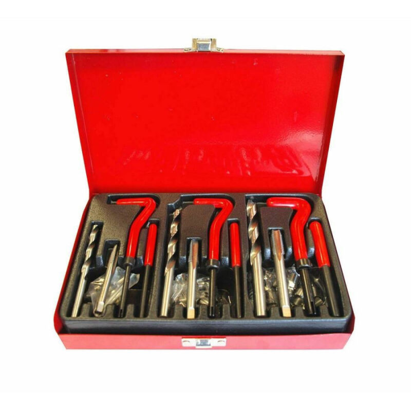 foto del prodotto trade shop traesio kit riparazione filetti 88 pz elicoidi maschi ripristina filettature valigetta 