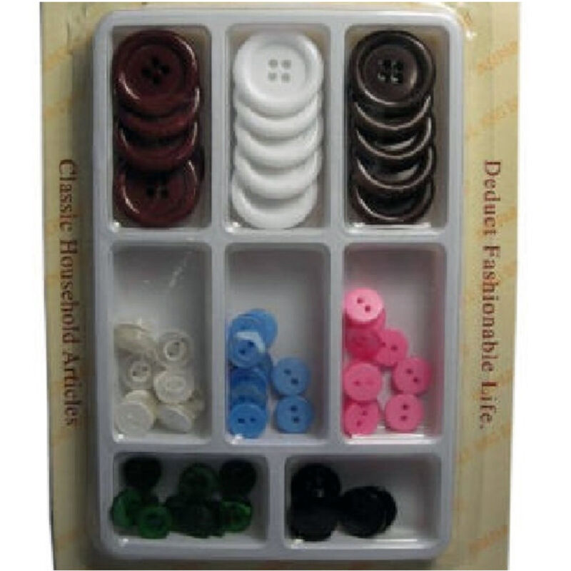 foto del prodotto trade shop traesio kit sarta sarto set bottoni per cucito cucire su stoffa tessuto varie dimensioni 
