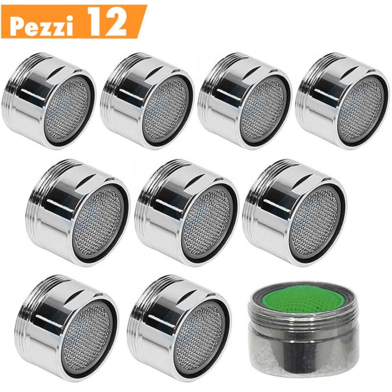 foto del prodotto trade shop traesio kit set 12 pezzi filtro filtrino rubinetto rompigetto areatore maschio da 24 mm 