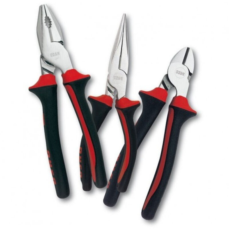 foto del prodotto trade shop traesio kit set 3 pezzi pinze pinza tronchese trinchesina a punta attrezzi da lavoro 