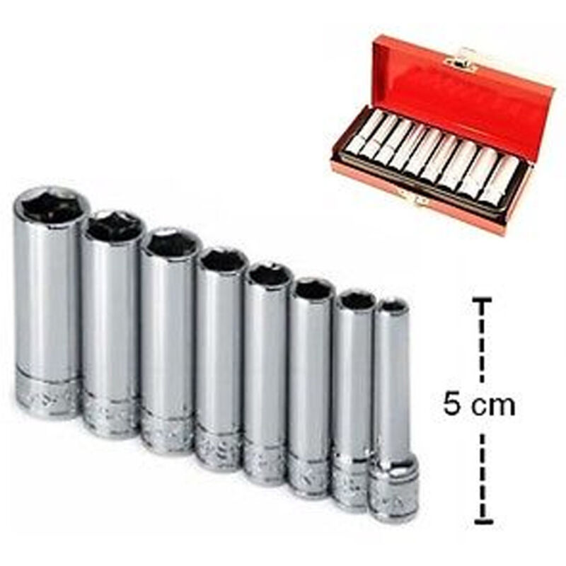 foto del prodotto trade shop traesio kit set 9 pz chiavi bussola lunghe da 1 4 per candelette 5 13mm chrome vanadium 