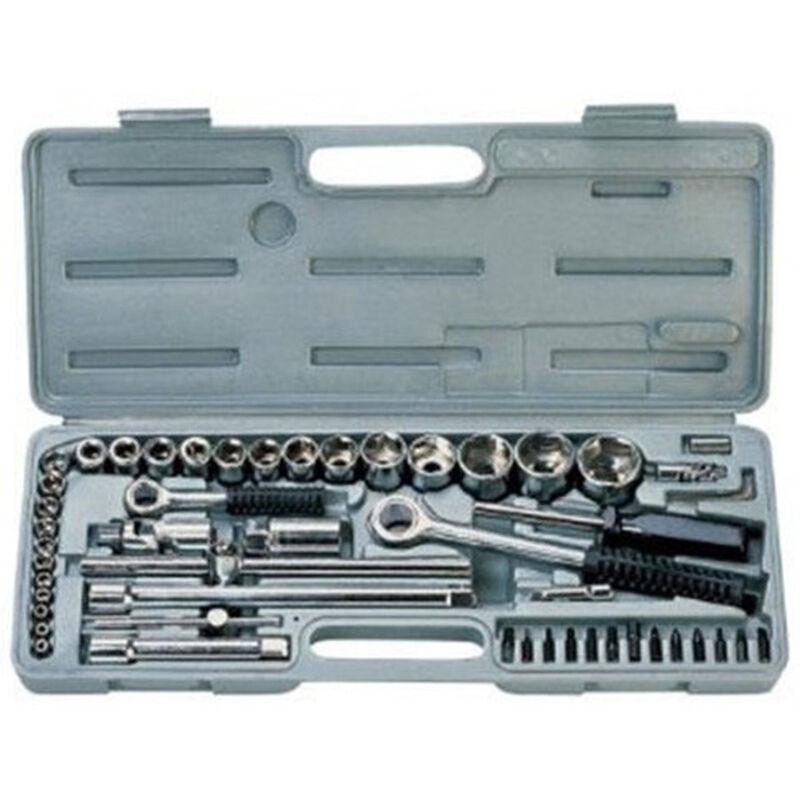 foto del prodotto trade shop traesio kit set chiavi a bussola con cricchetto 52 pezzi chrome vanadium professionale 