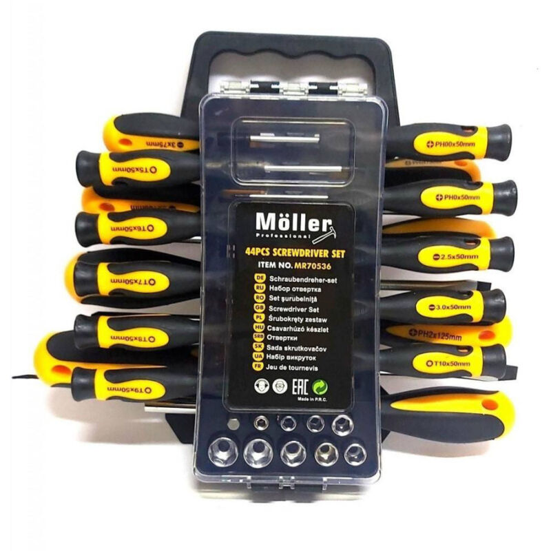 foto del prodotto trade shop traesio kit set da 44 pezzi cacciaviti torx esagonali punte inserti bussola 