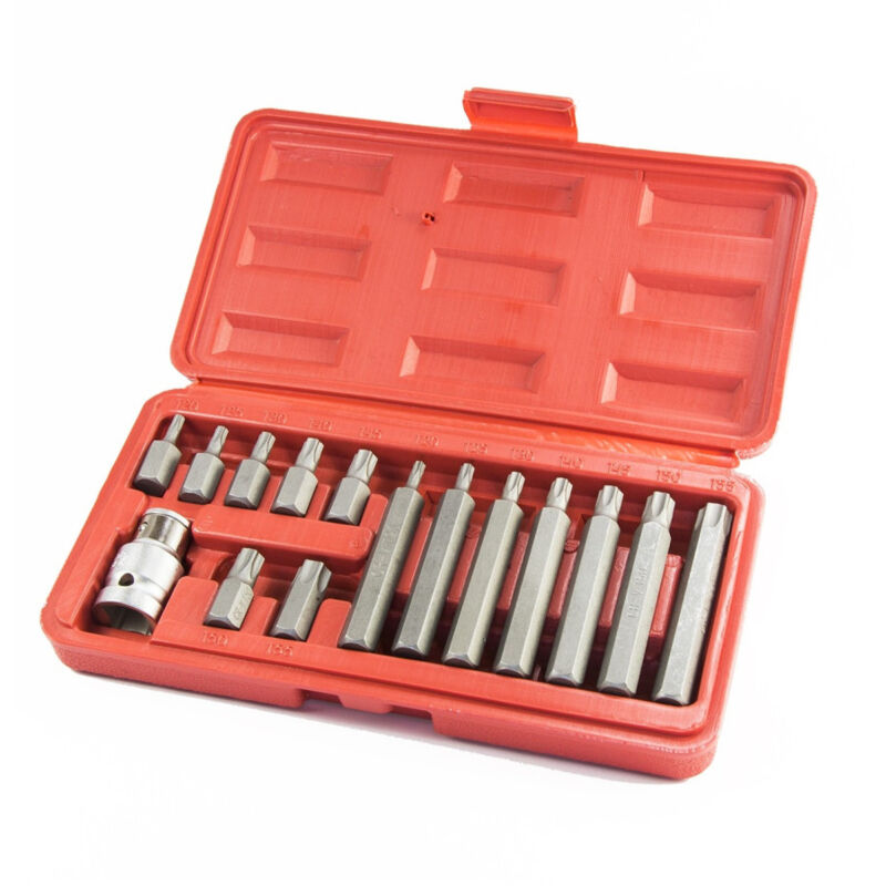 foto del prodotto trade shop traesio kit set inserti chiavi bussole torx 15 pz hex 1 2 h10 professionale 15 pz torx 