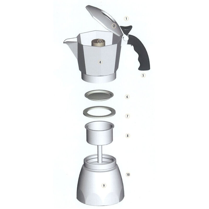 foto del prodotto trade shop traesio kit set ricambio ricambi moka caffettiera filtro guarnizione imbuto tazze moka 1 tazza 