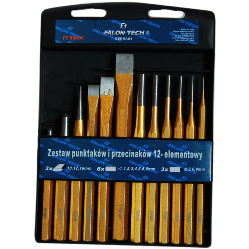 foto del prodotto trade shop traesio kit set scalpelli cacciaspine cacciachiodi punzoni 12 pz pezzi caccia chiodi 