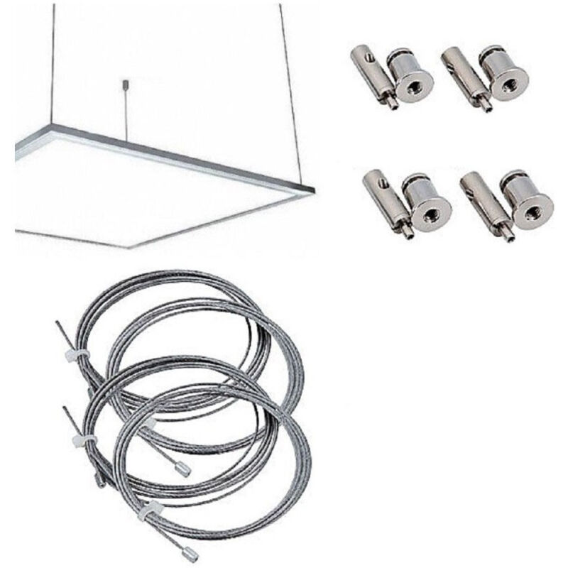 foto del prodotto trade shop traesio kit staffe fissaggio a sospensione per pannello led 60x30 120x30 60x60 